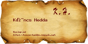 Köncs Hedda névjegykártya